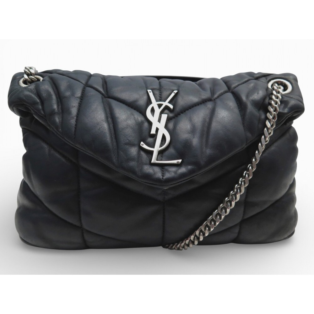SAC A MAIN SAINT LAURENT LOULOU PUFFER SMALL 577476 CUIR NOIR BANDOULIERE 2690€