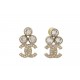 NEUF BOUCLES D OREILLES CHANEL AVEC LOGO CC METAL ET STRASS 2023 EARRINGS 740€