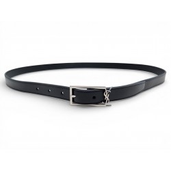 CEINTURE SAINT LAURENT CASSANDRE 711790 LOGO YSL T95 CUIR NOIR BLACK BELT 395€