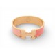 NEUF BRACELET HERMES CLIC CLAC H LARGE H300001FV 17.5CM EMAIL ROSE BANGLE 730€