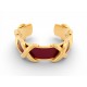 NEUF BRACELET HERMES CROISILLONS 15CM CUIR ROUGE & METAL DORE BANGLE STRAP 780€