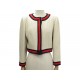 VESTE CHANEL SPENCER ECRU LISERE ROUGE EN TWEED LAINE 42 L 2001 LAGERFELD 9000€