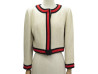 veste chanel spencer ecru lisere rouge en tweed laine