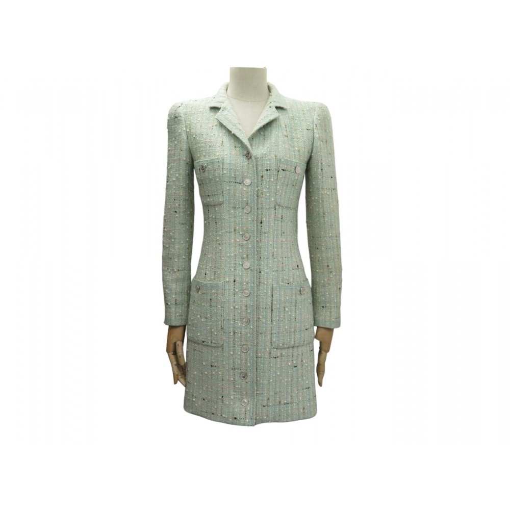 MANTEAU CHANEL P06367V04653 BOUTONS COCO + CC S 36 TWEED LAINE JACKET COAT 7000€