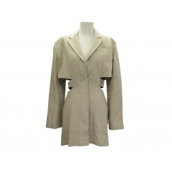 NEUF ROBE JACQUEMUS BARI BLAZER A DECOUPES M 38 EN LIN BEIGE LINEN DRESS 1200€