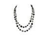 collier chanel sautoir perles noires logo c argente