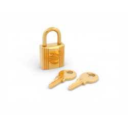 CADENAS HERMES + 2 CLES 110 POUR SAC KELLY OU BIRKIN EN METAL DORE GOLD PADLOCK