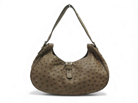 sac a main prada hobo cuir d'autruche marron porte