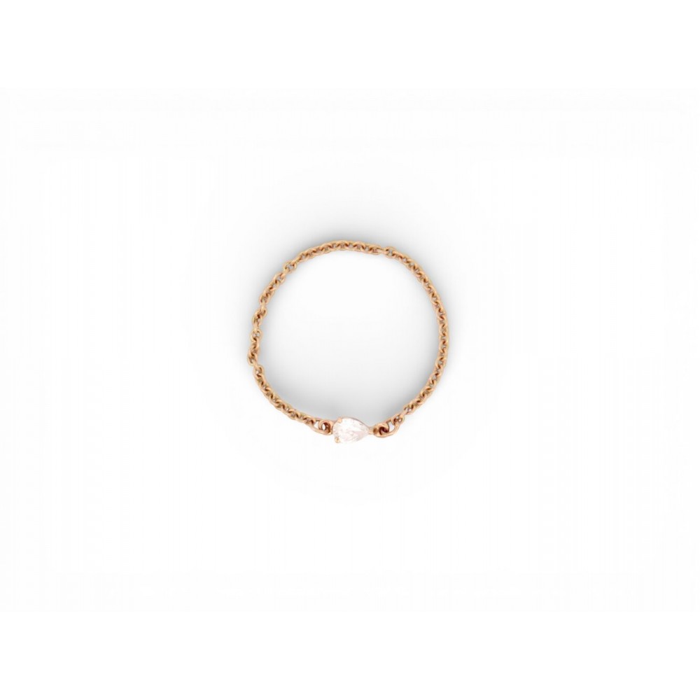 NEUF BAGUE VANESSA TUGENDHAFT CHAINE DIAMANT GOUTTE T56 EN OR ROSE 18K RING 645€