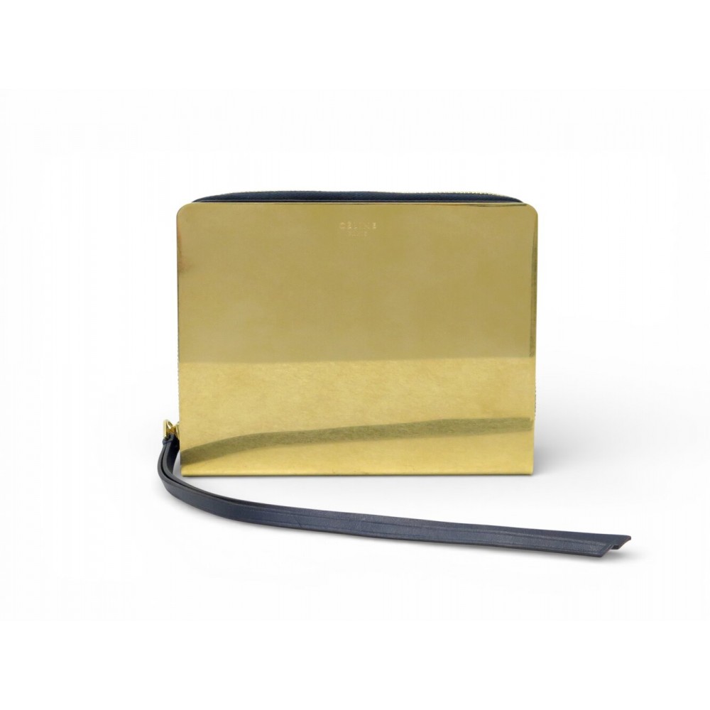 RARE VINTAGE MINAUDIERE CELINE PHOEBE PHILO PORTEFEUILLE METAL DORE CLUTCH 1500€