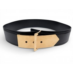CEINTURE SAINT LAURENT 340543 BOUCLE DOREE T95 CUIR BOX NOIR LEATHER BELT 490€