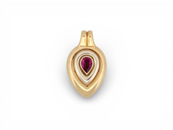  pendentif poiray en or jaune 18k 11gr serti