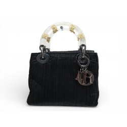 SAC A MAIN CHRISTIAN DIOR LADY MINI EN TOILE NOIRE JERSEY ANSES PLEXI BAG 3300€