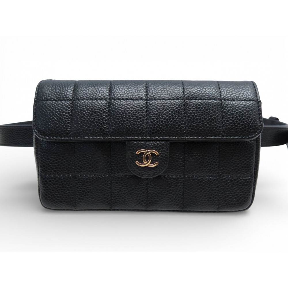 SAC A MAIN CHANEL POCHETTE CEINTURE CUIR MATELASSE CHOCOLATE BAR BELT BAG 2800€