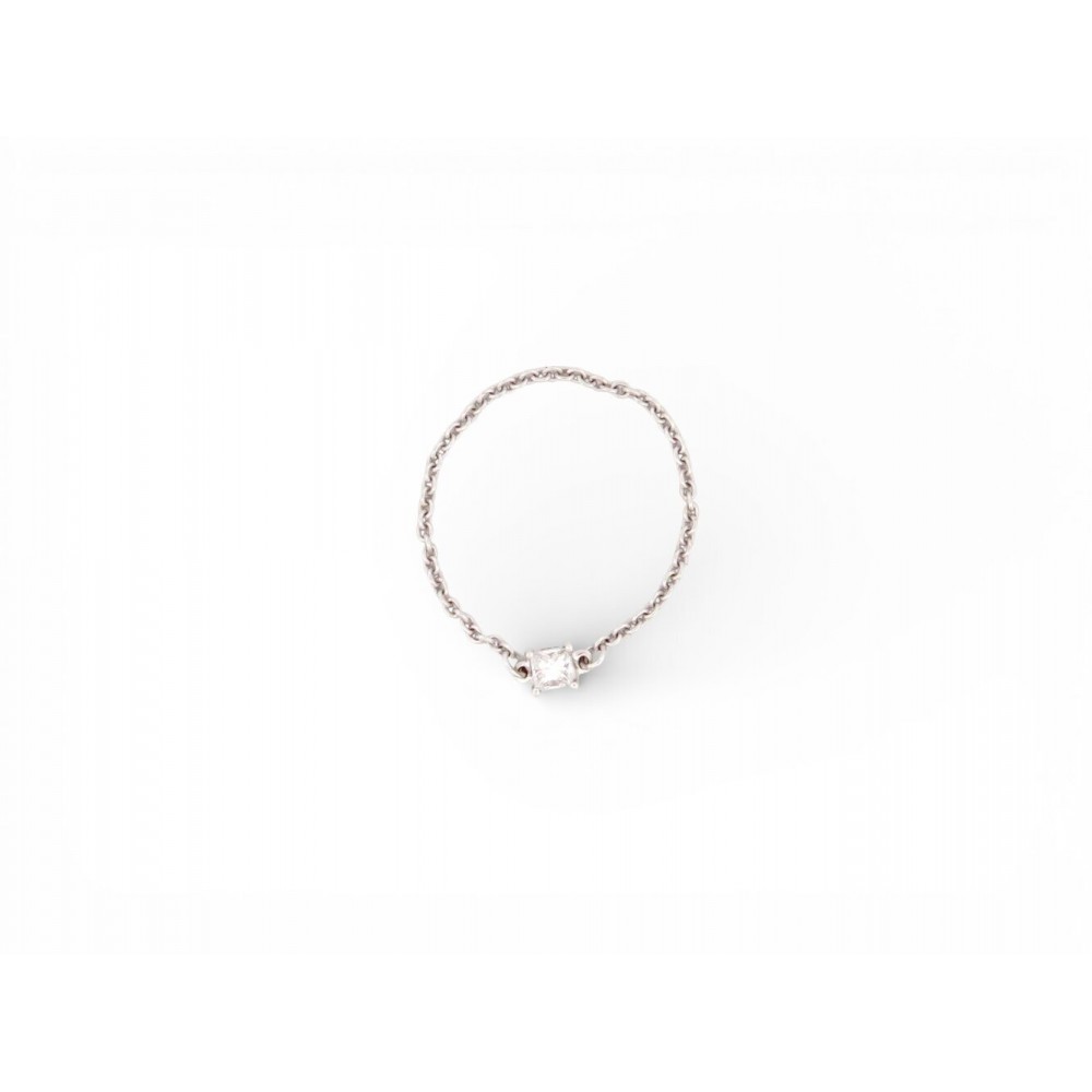 NEUF BAGUE VANESSA TUGENDHAFT IDENTITY OR BLANC 18K CHAINE DIAMANT T56 RING 645€