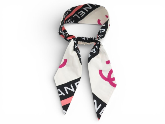 bandeau de tete chanel ruban foulard logo cc