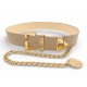 VINTAGE CEINTURE CHANEL LOGO CC CUIR & MEDAILLON CAMBON 75 METAL DORE BELT 1100€