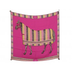 NEUF FOULARD HERMES FAVORI DU FAUBOURG H073426S CARRE 90 WASH SOIE SCARF 530€