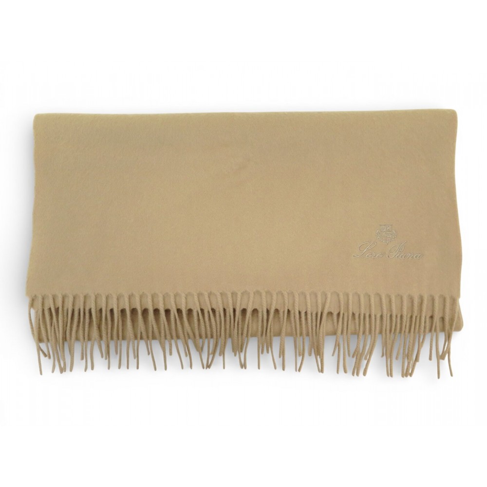 NEUF ECHARPE LORO PIANA GRANDE UNITA FAO3766 A FRANGES EN CACHEMIRE SCARF 580€