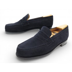NEUF CHAUSSURES JM WESTON MOCASSINS 180 9D 43 DAIM BLEU + EMBAUCHOIRS SHOES 895€