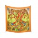 FOULARD HERMES KUGGOR TREE SEFDIN KWUMI CARRE 90 EN SOIE ORANGE SILK SCARF 580€
