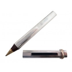 VINTAGE STYLO A BILLE MUST DE CARTIER TRINITY GUILLOCHE 3 ORS BALLPOINT PEN 440€