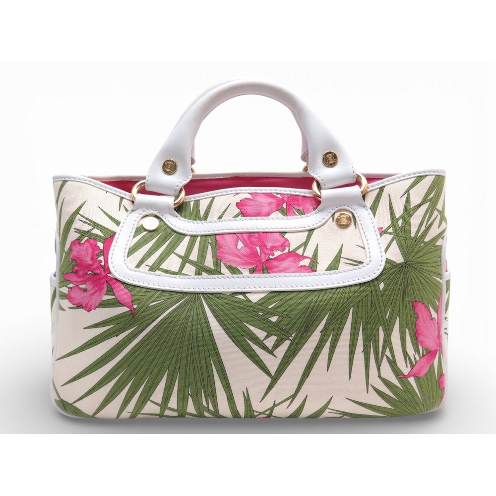 VINTAGE SAC A MAIN CELINE BOOGIE TOILE FLEURS TROPICALES FLEURS CANVAS BAG 990€