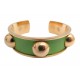 BRACELET HERMES JONC EN CUIR VERT ET METAL DORE GOLDEN METAL LEATHER BANGLE 890€
