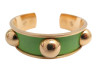 bracelet hermes jonc en cuir vert et metal dore golden