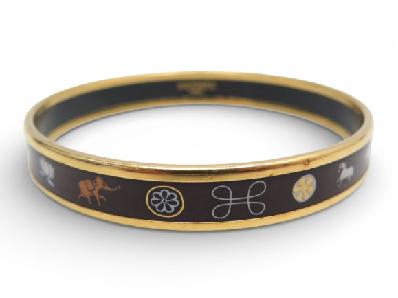 bracelet hermes en email noire fin l plaque or