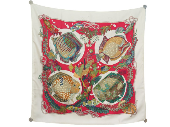 foulard hermes grands fonds annie faivre carre 90cm en