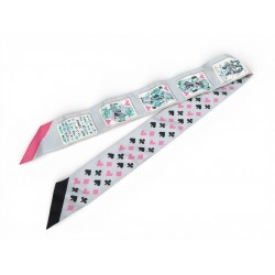 RARE NEUF FOULARD HERMES TWILLY JEU DE CARTES EN SOIE GRIS ROSE BOITE SILK SCARF