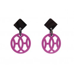 NEUF BOUCLES D'OREILLES HERMES HAVA CORNE DE BUFLE ET LAQUE VIOLET EARRINGS 500€