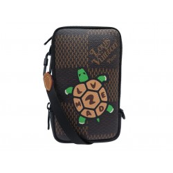 NEUF SAC LOUIS VUITTON X NIGO ABLOH DOUBLE PHONE POUCH DAMIER TORTUE N40377 BAG