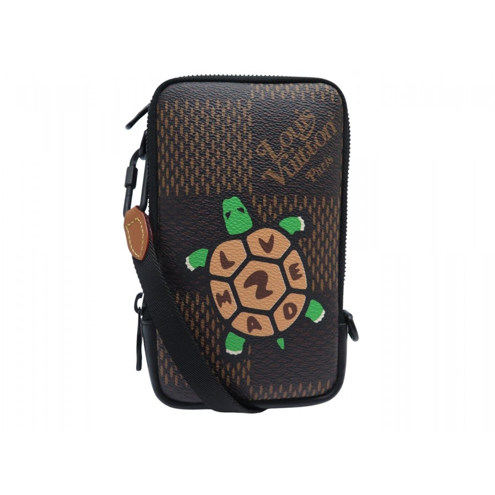 NEUF SAC LOUIS VUITTON X NIGO ABLOH DOUBLE PHONE POUCH DAMIER TORTUE N40377 BAG
