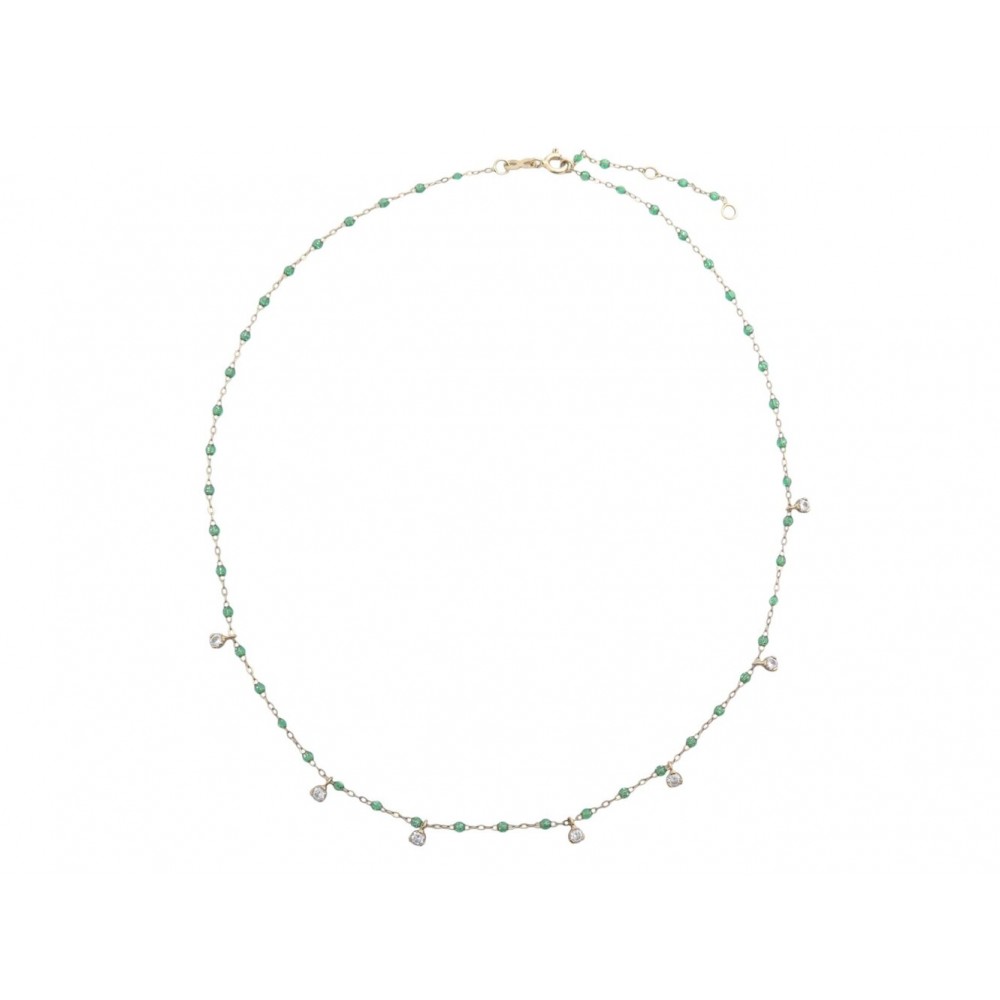 NEUF COLLIER GIGI CLOZEAU SUPREME OR JAUNE 18K DIAMANTS EMERAUDES NECKLACE 1930€