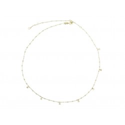 NEUF COLLIER GIGI CLOZEAU SUPREME OR JAUNE 7 DIAMANTS PERLES RESINE OPALE 1930€