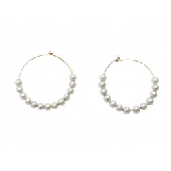 NEUF BOUCLES D'OREILLES GINETTE NY MARIA PEARL HOOPS CREOLES EN OR EARRINGS 490€