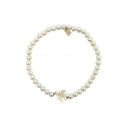 NEUF BRACELET GINETTE NY PEARL GEORGIA 18CM PERLES ET OR JAUNE 18K NECKLACE 420€
