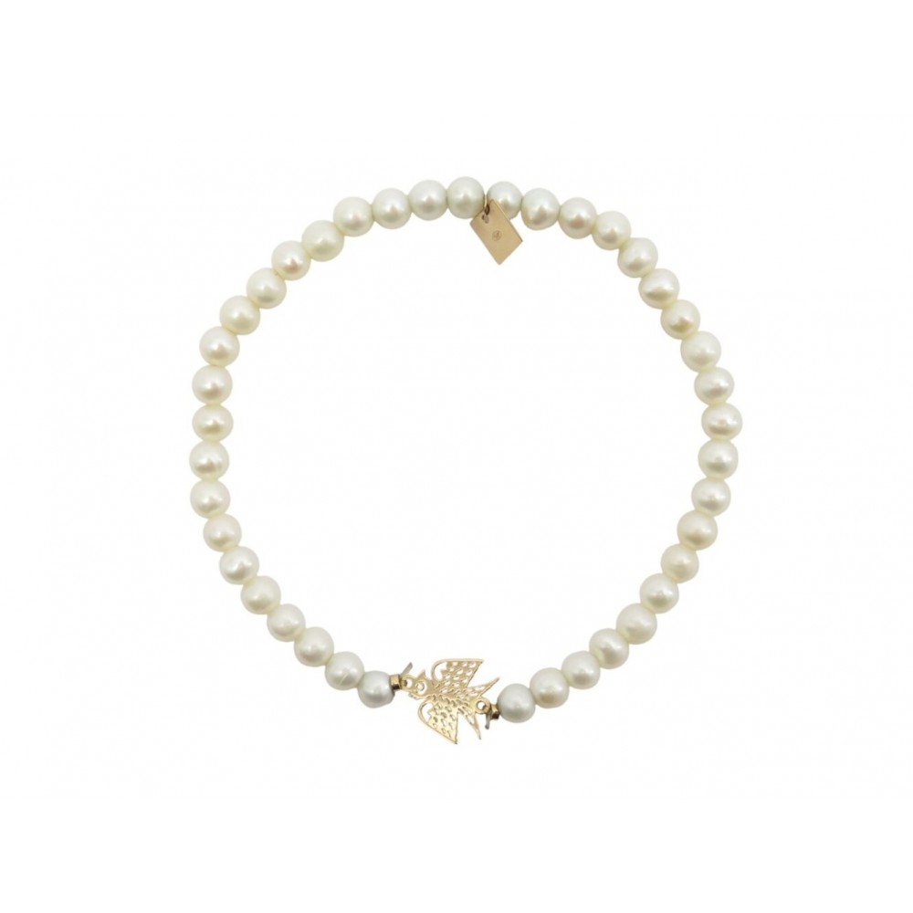 NEUF BRACELET GINETTE NY PEARL GEORGIA 18CM PERLES ET OR JAUNE 18K NECKLACE 420€