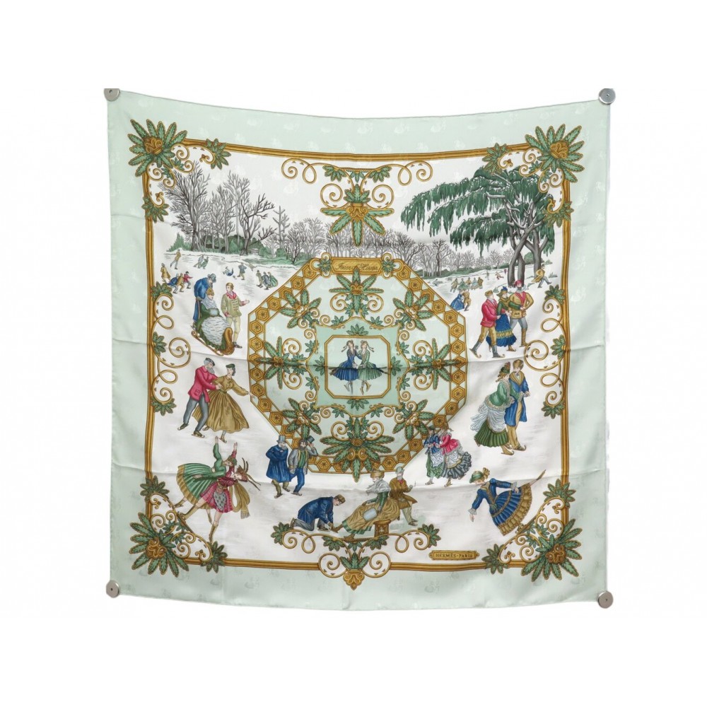 NEUF FOULARD HERMES JOIES D'HIVER JOACHIM METZ SOIE BROCHEE JACQUARD SCARF 580€