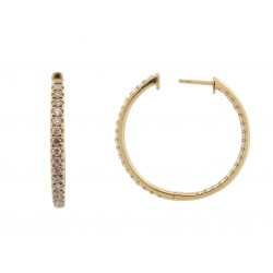 NEUF BOUCLES D'OREILLES CREOLES OR 18K & 70 DIAMANTS 0.54CT CERTIFICAT EARRINGS