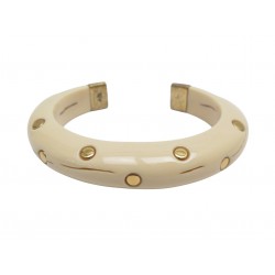 BRACELET AURELIE BIDERMANN JONC CLOUTE CAFTAN RESINE IVOIRE & OR 18K BANGLE 260€