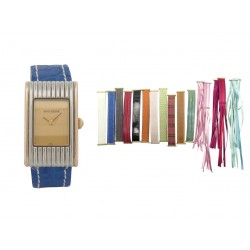 MONTRE BOUCHERON REFLET 28 MM ACIER OR JAUNE 18K 16 BRACELETS QUARTZ WATCH 5500€