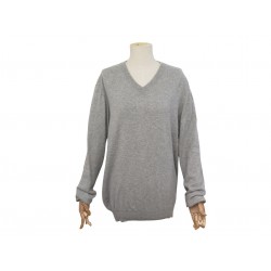 NEUF PULL HERMES COL V EN CACHEMIRE GRIS XXL 60 HOMME CASHMERE SWEATER 1950€