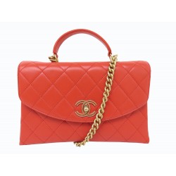 NEUF SAC A MAIN CHANEL COCO HANDLE BANDOULIERE CUIR CORAIL HAND BAG PURSE NEW