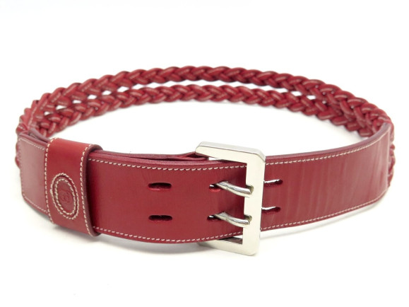 ceinture gucci en cuir rouge tresse t75 boucle