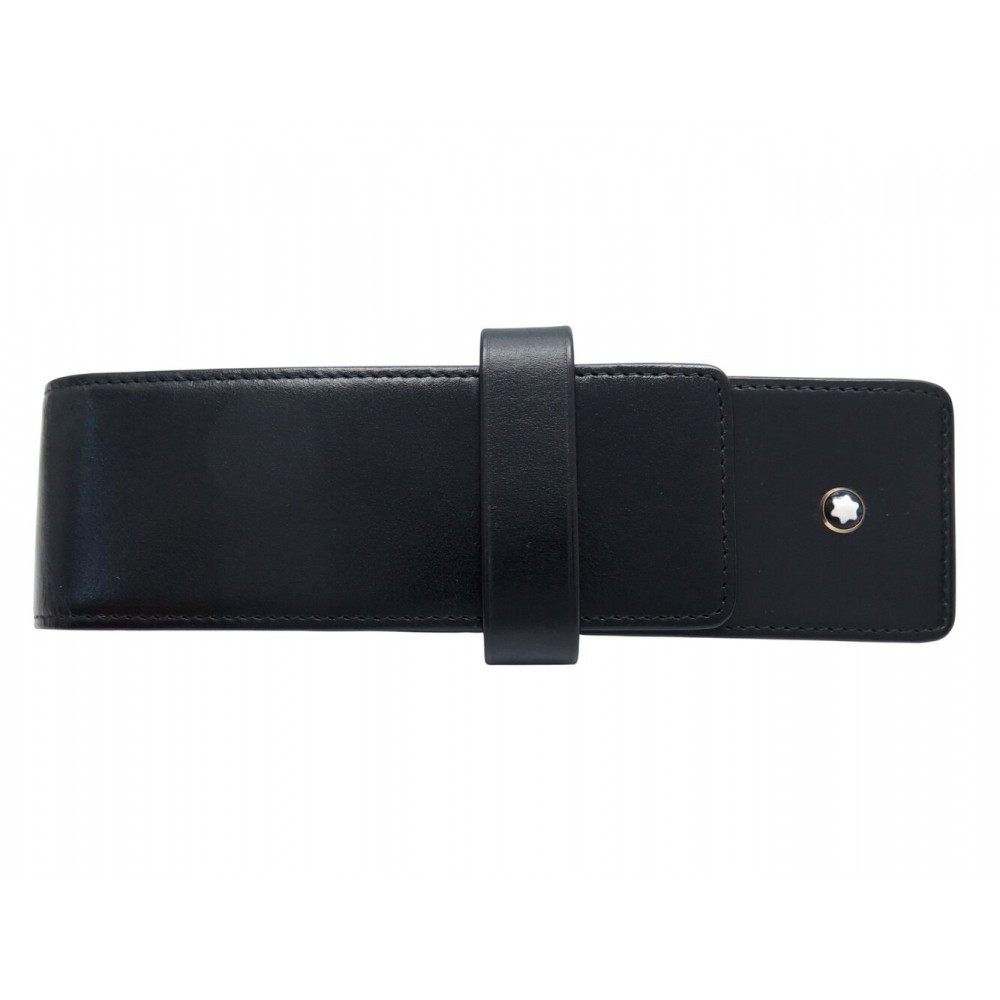 NEUF ETUI MONTBLANC 2 STYLOS MEISTERSTUCK 14311 CUIR NOIR LEATHER CASE PEN 240€