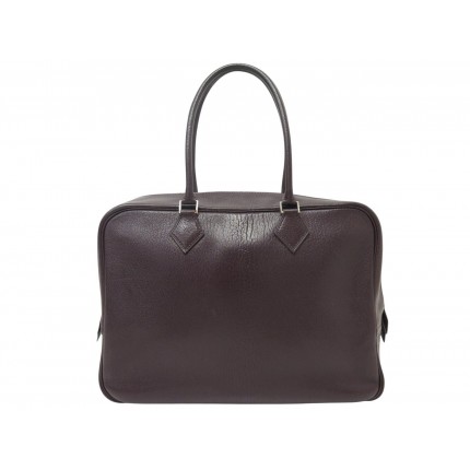 VINTAGE SAC A MAIN HERMES PLUME 32 1999 EN CUIR CHEVRE COROMANDEL MARRON PURSE