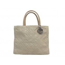 VINTAGE SAC A MAIN CHRISTIAN DIOR LADY LARGE TOILE CANNAGE ET CUIR HANDBAG 5400€